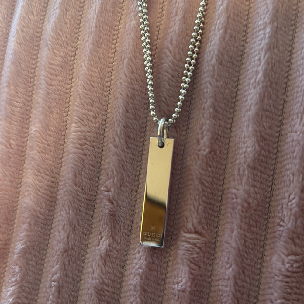 Gucci Bar Tag Double Strand Sterling Silver necklace - Picture 3 of 9